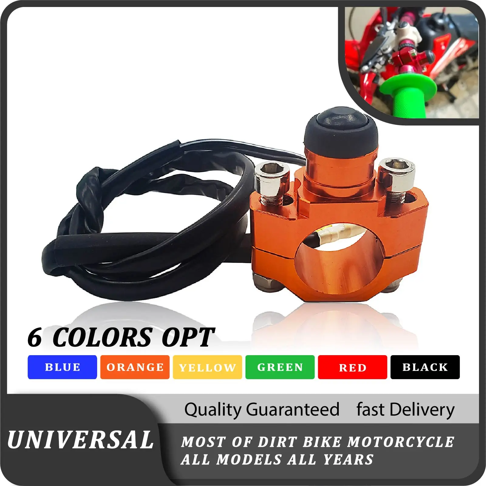 

CNC Universal Motorcycle Engine Stop Start Kill Switch Momentary Push Button Switch For Yamaha Kawasaki KTM Honda CRF250 CRF450