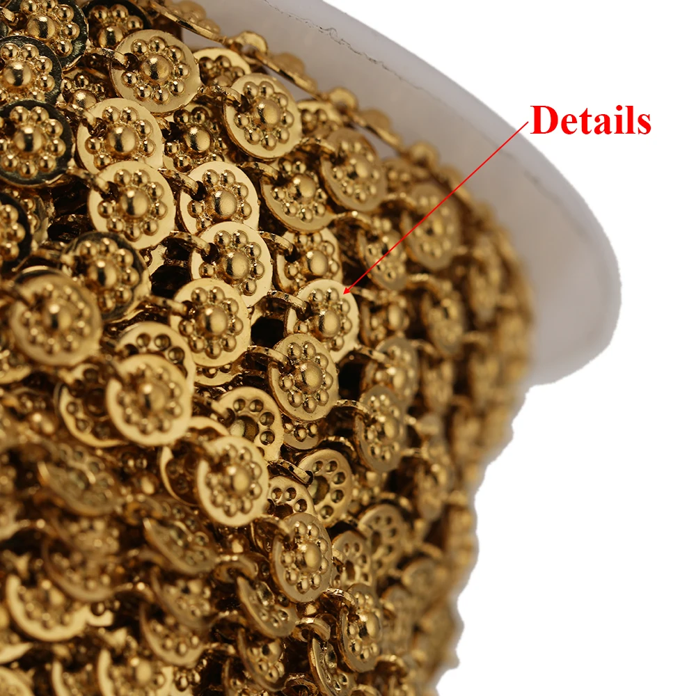 1 Meter Edelstahlkette in Goldfarbe, 5 mm, runde Blumenkette, Damen-Choker-Halskette, Zubehör für die Schmuckherstellung, DIY-Schmuckzubehör. – Detail 4