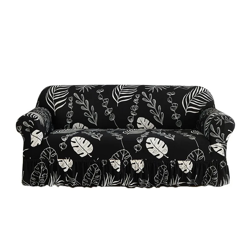 Printed Elastic Skirt Hem Sofa Cover, Multi-functional Dirt-proof Sofa Cover, Anti-slip and Anti-cat Scratch Sofa Cover