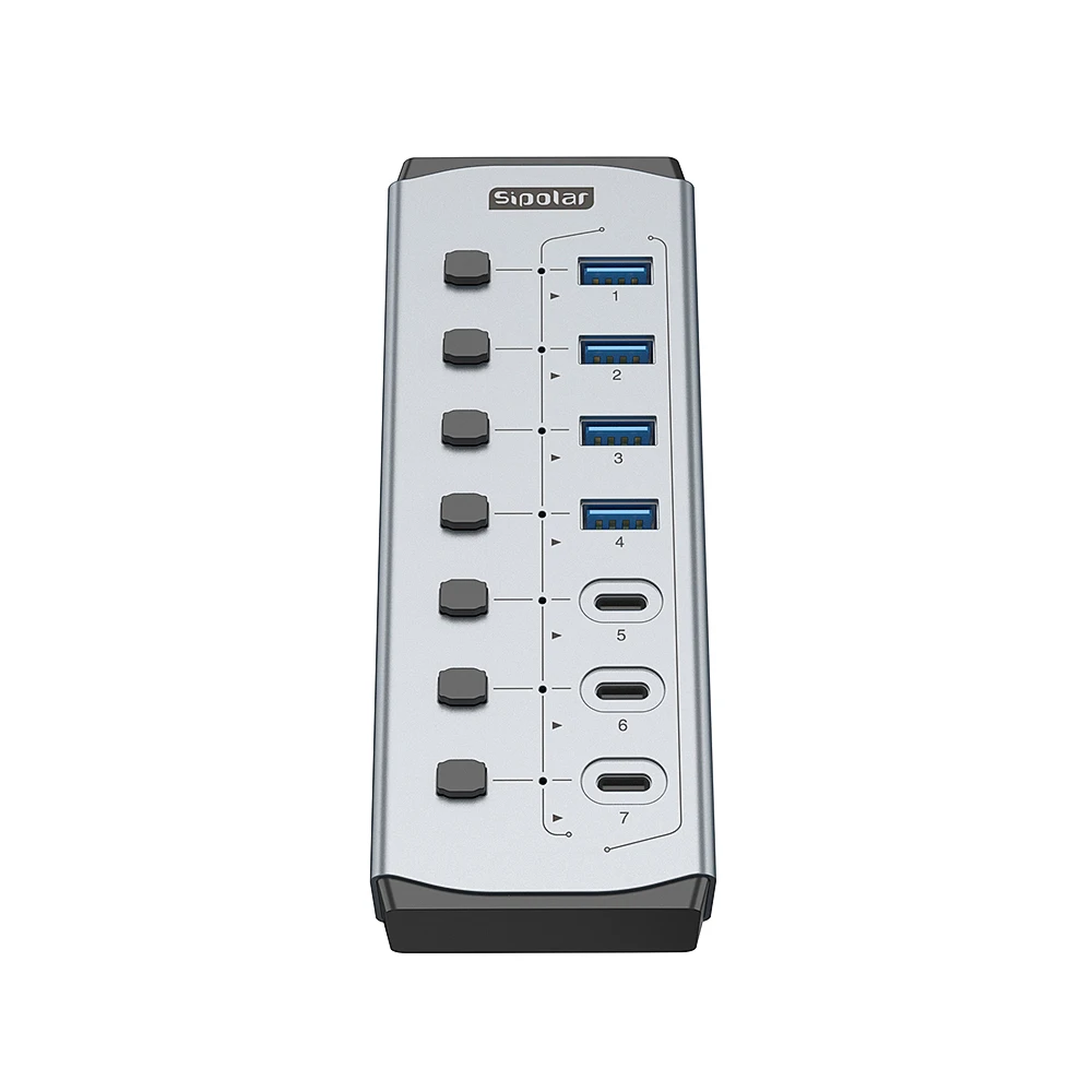 

FS-809 Sipolar 7 Port Usb 3.0 Hub for Ssd Docking Station Splitter Usb C Hub Portable Charging Stations