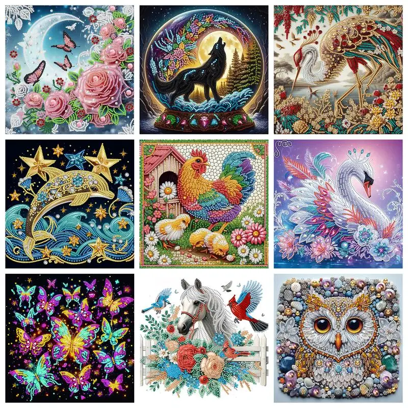 CHENISTORY 5D DIY Partial Special Shaped Drill Diamond Painting Kit Aniaml Diamond Mosaic Animal Handicraft Wall Art Home Decor