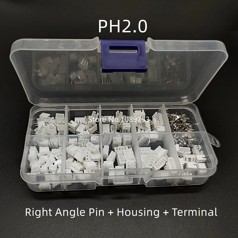 60sets/box PH2.0 2p/3p/4p/5pin 2.0mm Pitch Terminal / Housing / Right Angle Pin Header Connector Wire Connectors Adaptor PH Kit