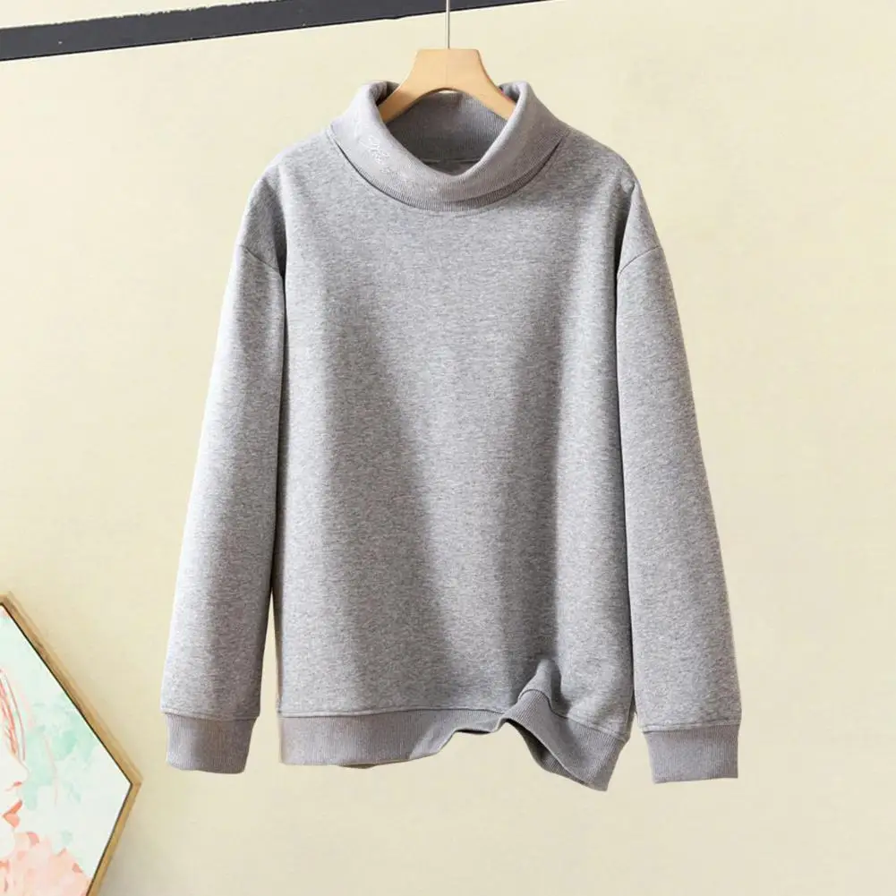 Lady Fall Winter Sweatshirt Stand Collar Neck Women Sweatshirt Long Sleeves Thick Pullover Loose Keep Warm Sport Top