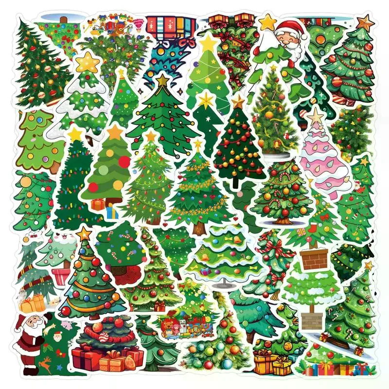 

55pcs/set Christmas Tree Stickers DIY Stickers Scrapbooking Phone Luggage Skateboard Waterproof Decals