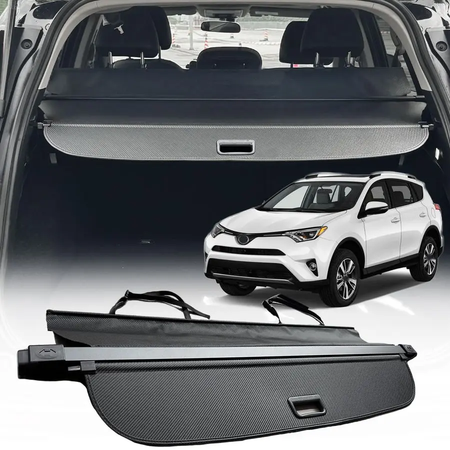 

20142018 Toyota RAV4 Cargo Cover,Carbon Fiber LookCargo Cover for Toyota RAV4 2018 Accessories 2017 2016 2015 2014 Trunk Organiz