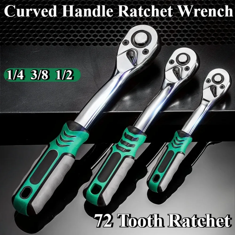 24/72 Tooth Quick Ratchet Wrench 1/2 1/4 3/8 3 Size Flying Wrenches Two-way Socket Wrench Repair Tools for For Vehicle Bicycle