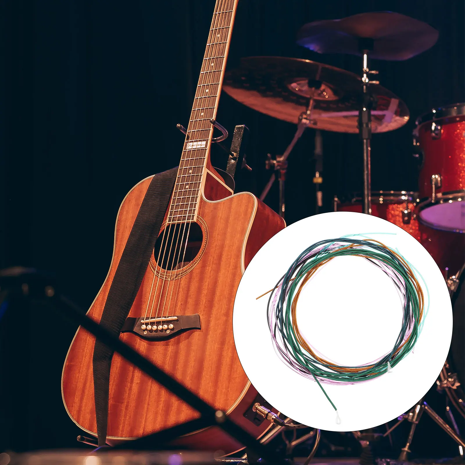 

6pcs Colorful Guitar Strings Acoustic Medium Gauge Steel Wire Clear Sound Durable Replacement Parts For Classical Folk Guitars