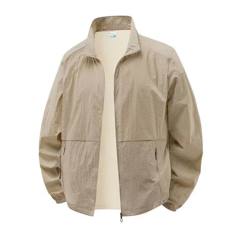 Ice Silk Stand Collar Ultra-Thin Men's Summer Sportswear Quick-Drying Breathable Large Size Sun Protection Jacket Coat
