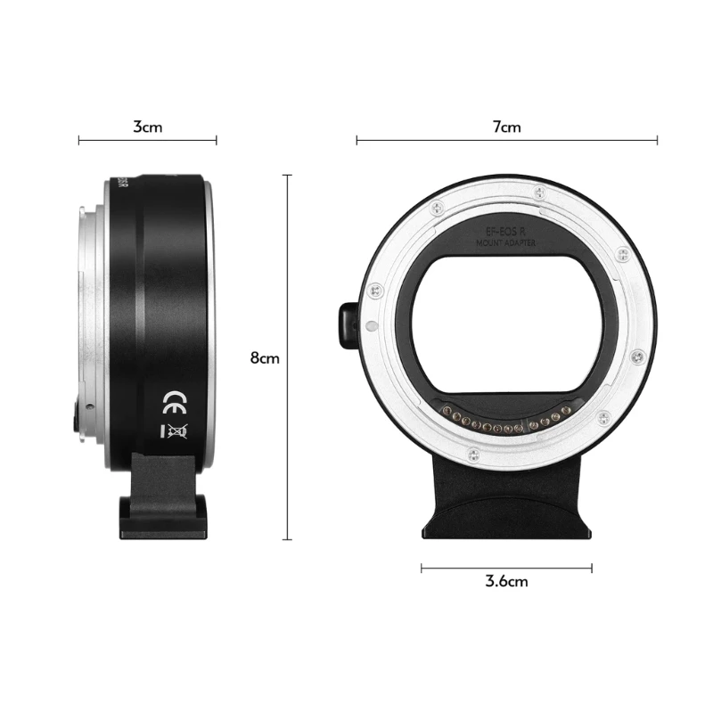 EF-EOSR Camera Lens Adapter Ring Electronic Aperture-EXIF forCanon EF EF-S Lens to RF Mount Full Frame Camera