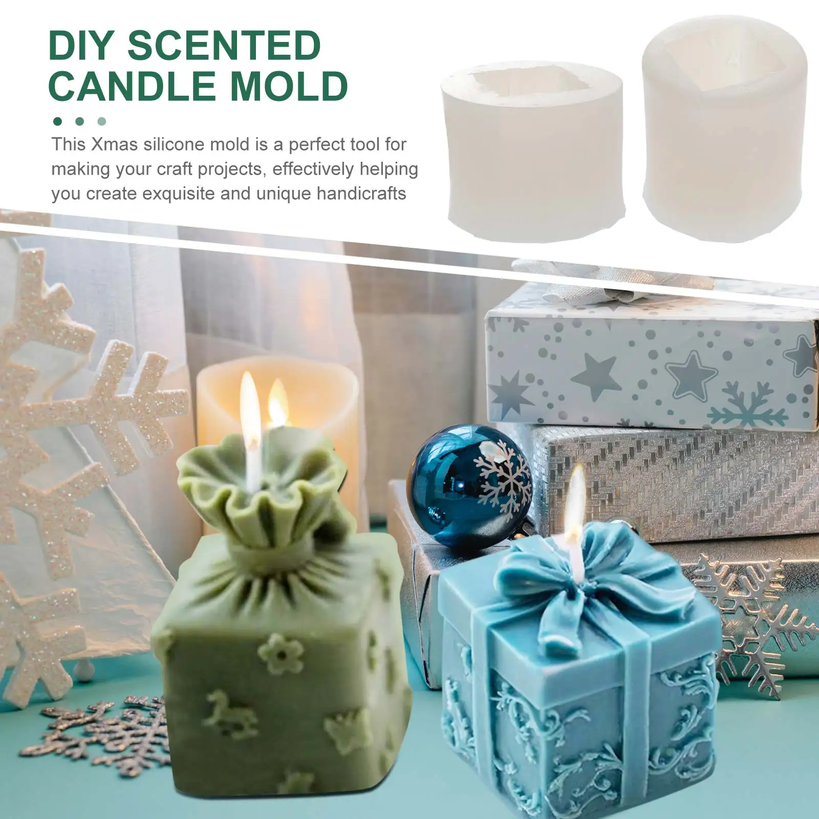

2 Pcs Scented Candles Mold Christmas Gifts Silicone Aromatherapy Mould Candlestick White Silica Gel Manual