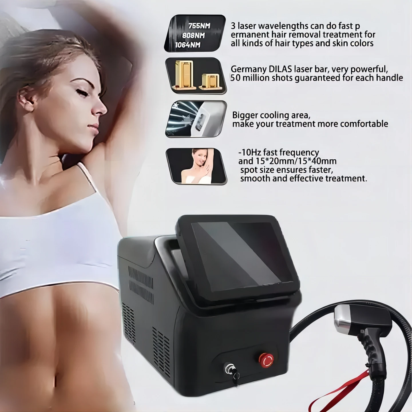 2023 New 808nm Laser Diodo Depilacion Profesional  Ice Platinum laser diode professional hair removal Machine for Women