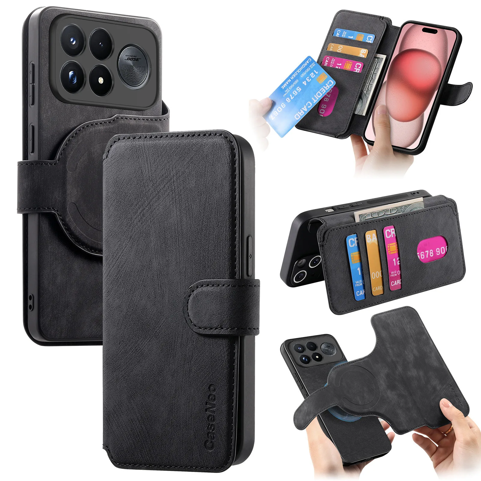 Luxury Wallet Leather Cards Magnetic Flip Case For POCO F9 F8 Ultra F9 F8 Pro Shockproof Protection Back Cover Accessories