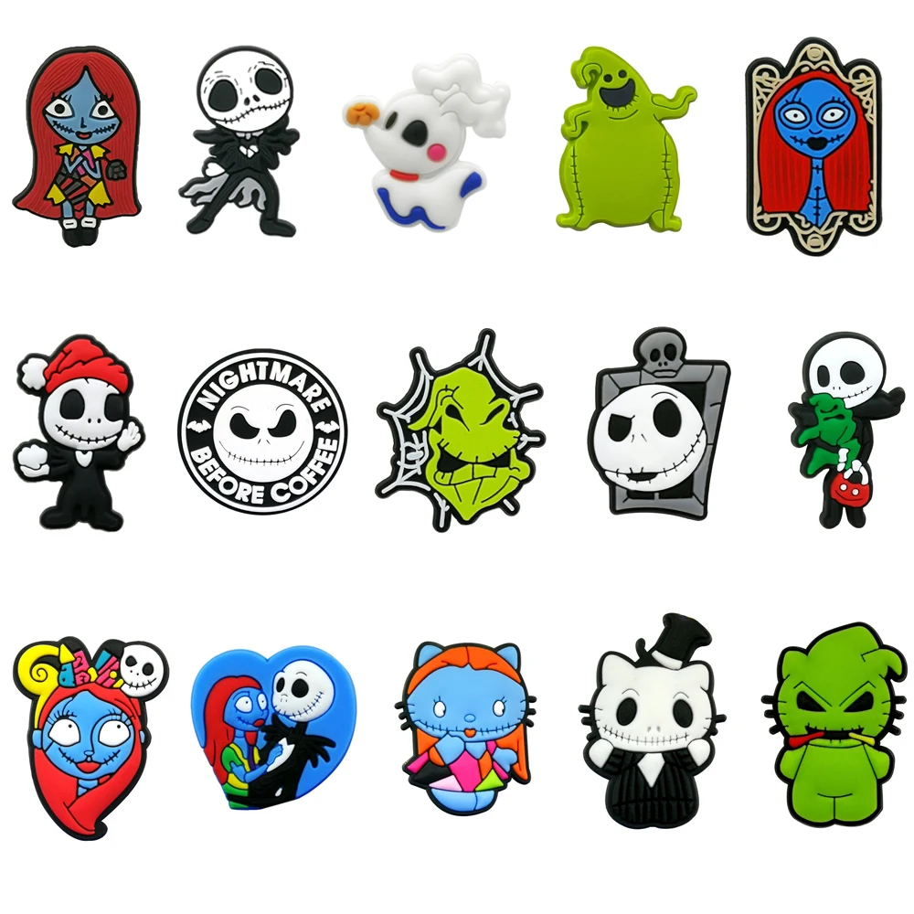 12-25 Stück Cartoon Schuh Charms Film Nightmare Before Christmas Schuhe Zubehör Dekoration Schädel Jack Shaped Clog Sandale Schnalle – Detail 10