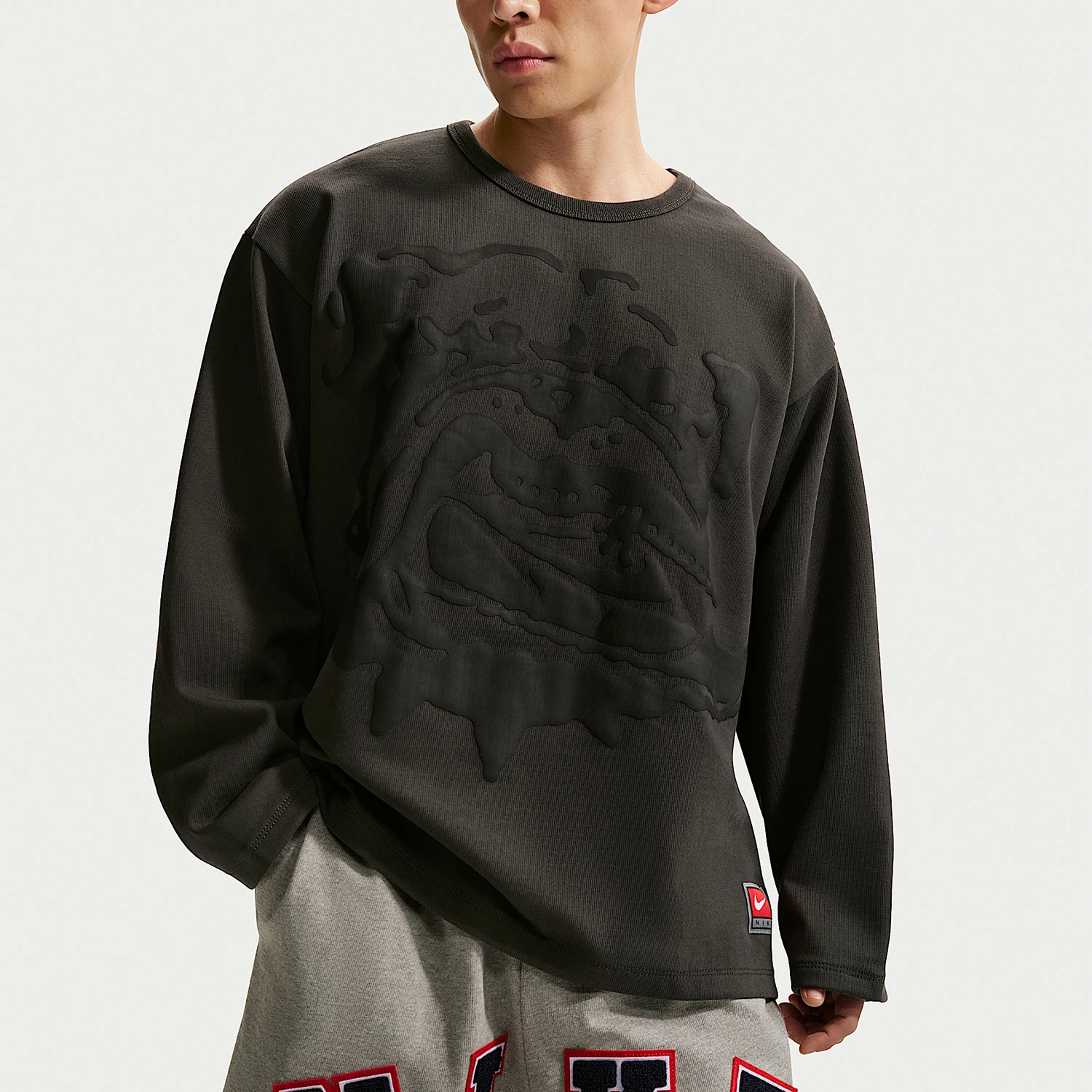 Nike genuine comfortable men's ultra loose trendy printed patchwork long sleeved T-shirt IF2234-060