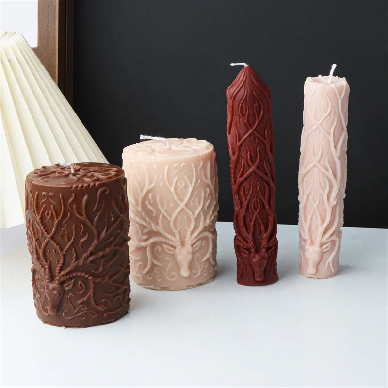 Antler Relief Silicone Candle Mold for DIY Aromatherapy Candle Plaster Ornaments Soap Epoxy Resin Mould Handicrafts Making Tool