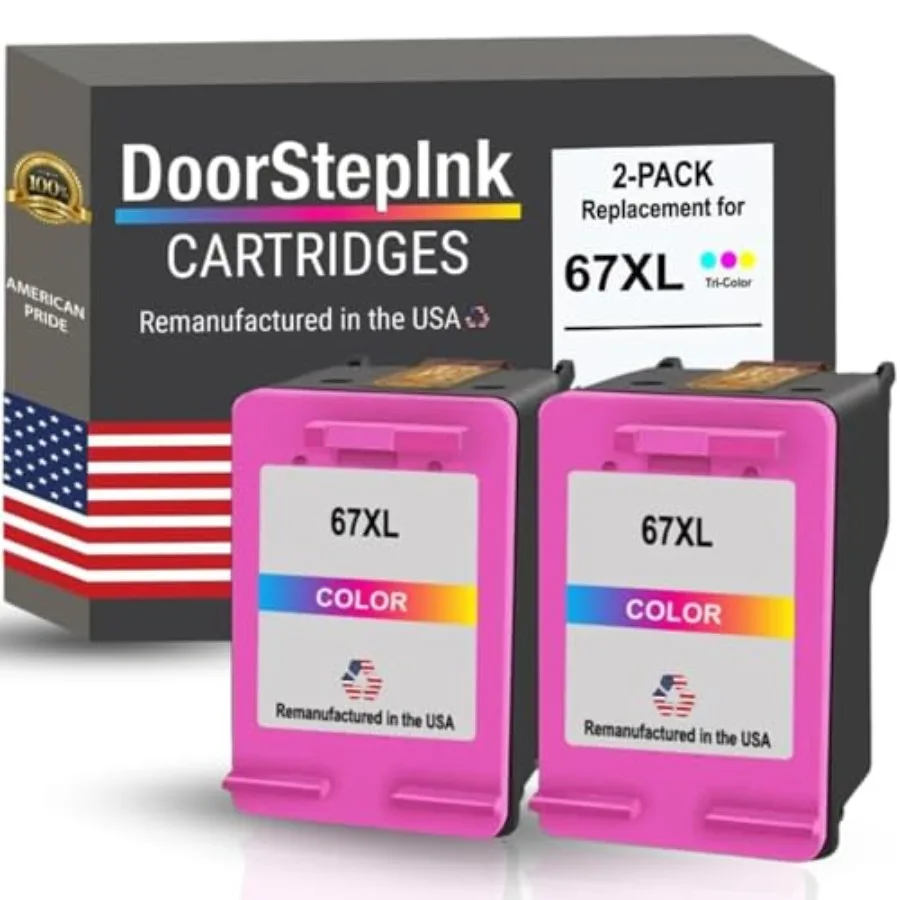 

Цветной восстановленный чернильный картридж 67XL для HP 67XL — совместим с DeskJet 2724/2725/2755e/4155 Envy 6055 — высококачественный