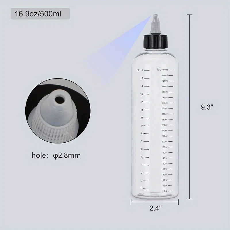 1Pc 230ml/500ml Empty Hair Dye Bottle Measured Twist Top Cap Refillable Squeeze Container with Graduated Scale - view 6