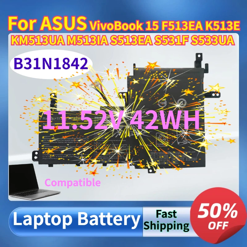

B31N1842 11.52V 42WH Laptop Battery for ASUS VivoBook 15 F513EA K513E KM513UA M513IA S513EA S531F S533UA X513EA X531FA X531FL