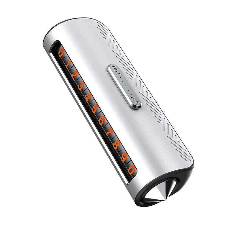 1 قطعة علامة وقوف السيارات المؤقتة المعدنية متعددة الوظائف ثلاثة في واحد نافذة مكسورة سلامة المطرقة القاطع سيارة تتحرك لوحة رقم الهاتف