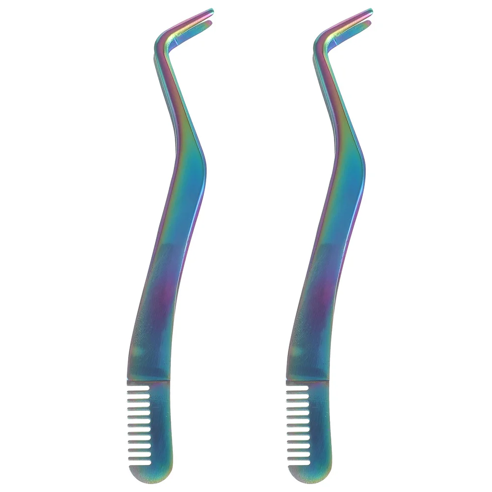 

2Pcs Professional Eyelash Tweezer Ergonomic Design Stainless Steel Lash Applicator Tool Precise False Eyelash Placement