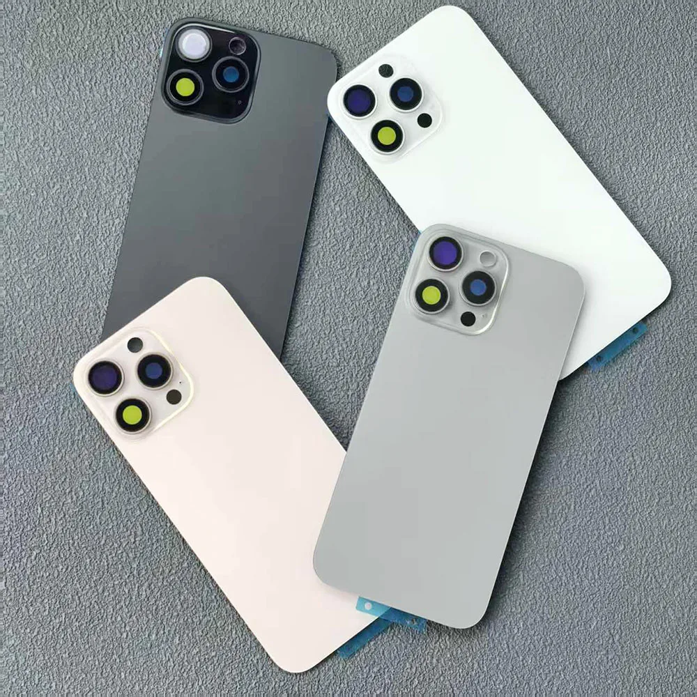 Für iPhone 16ProMax 16Pro 16Plus 16 5G Akku-Rückabdeckung Glaspanel Rückseite Gehäuse Kamerarahmen Objektiv & Klebstoff Ersatz