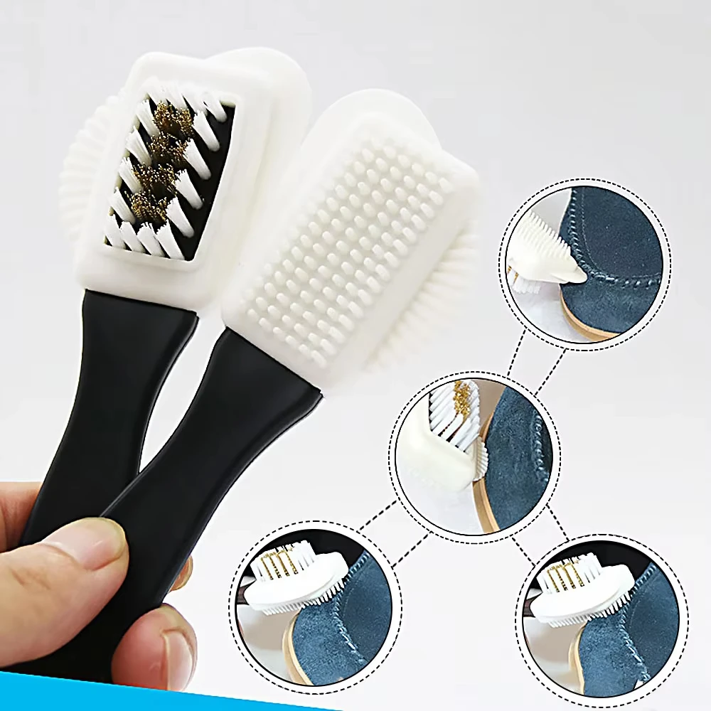 1/2PCS 3-sided S-type Cleaning Brush Suede Suede Snow Boots Cleaning Copper Wire Shoe Brush Cleaning Tool Shoe Brushes