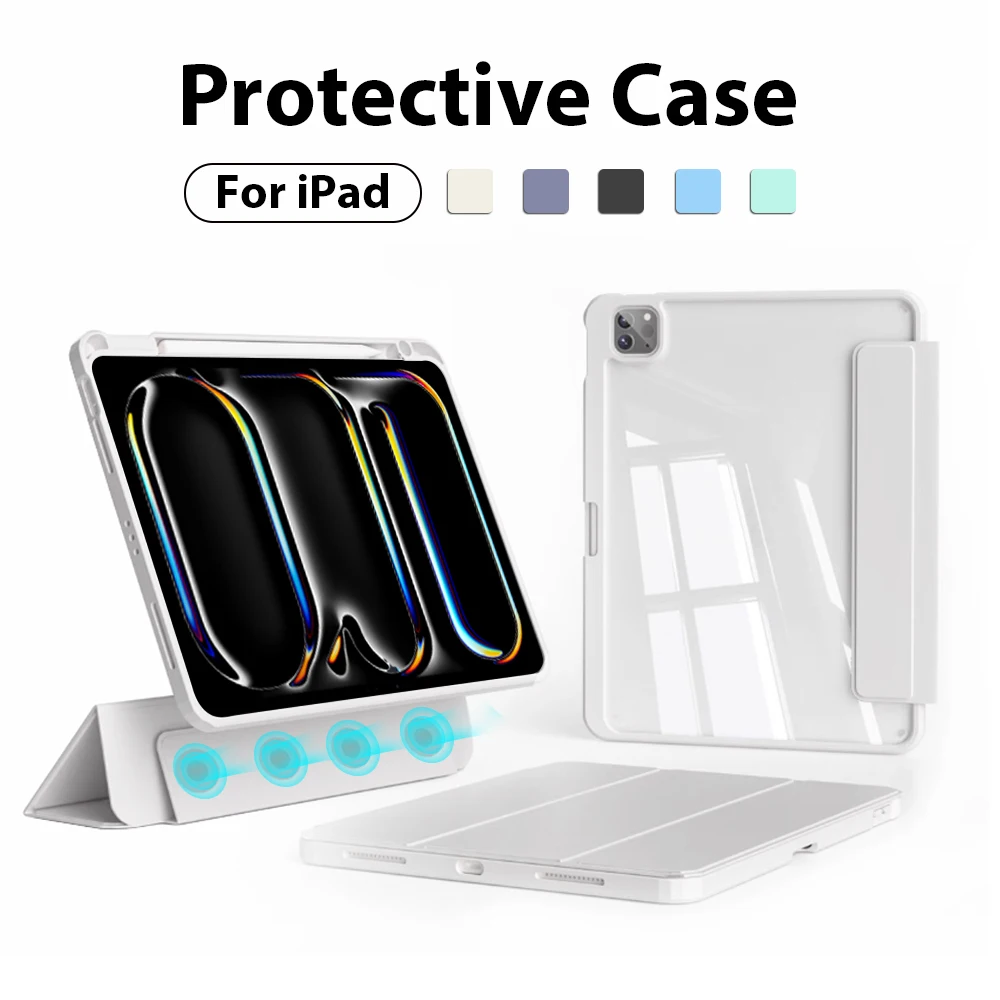 Magnetic Case For iPad Pro 13 11 M4 M2 12.9 12 9 10th Generation Funda Cover For IPad Air 6 5 4 9th 8th 7th 10.2 Removable Case