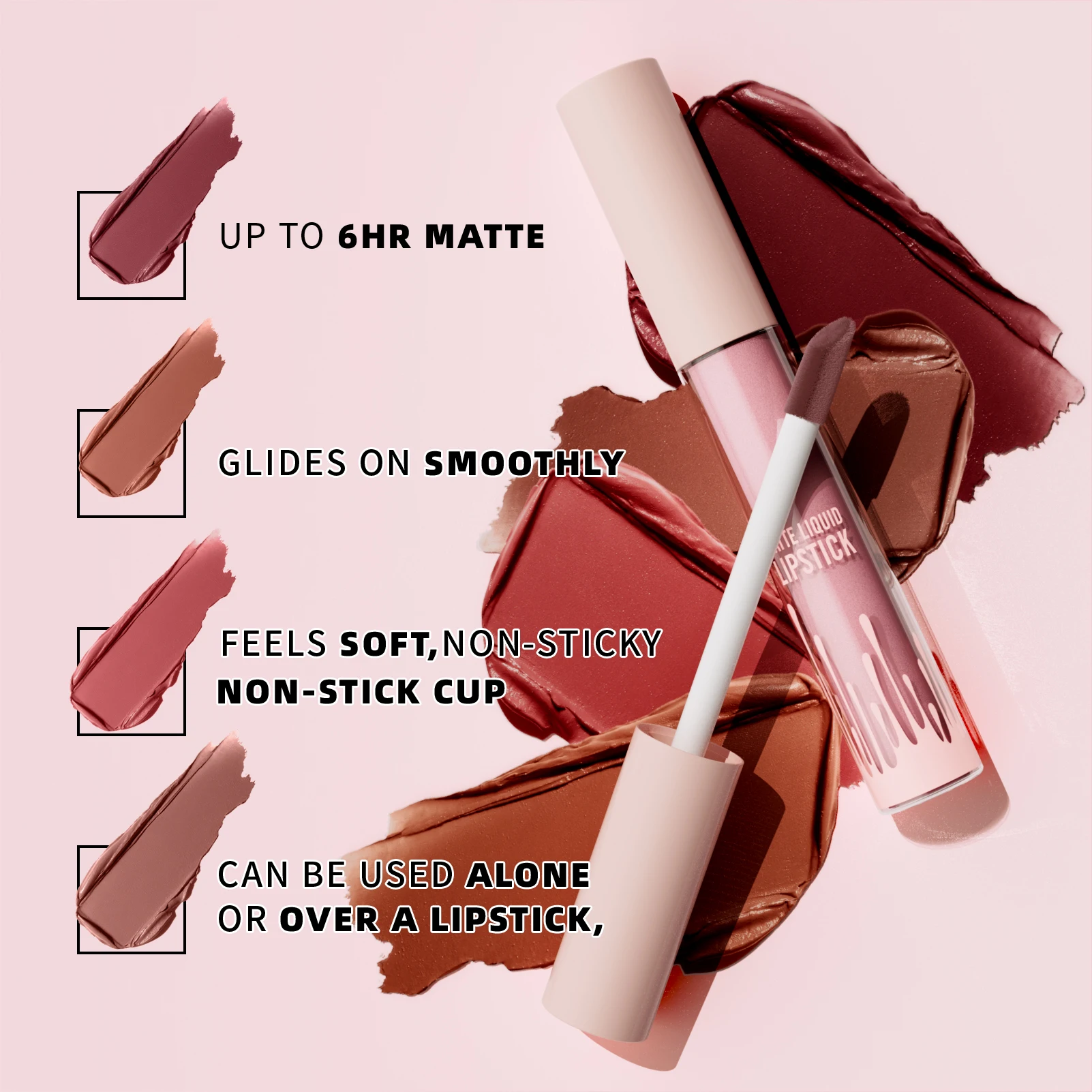 4 colors Matte Velvet Lip Glaze - Long Lasting, Waterproof, Non-Sticky, Smudge Proof Liquid Lipstick Valentine's Day Gifts