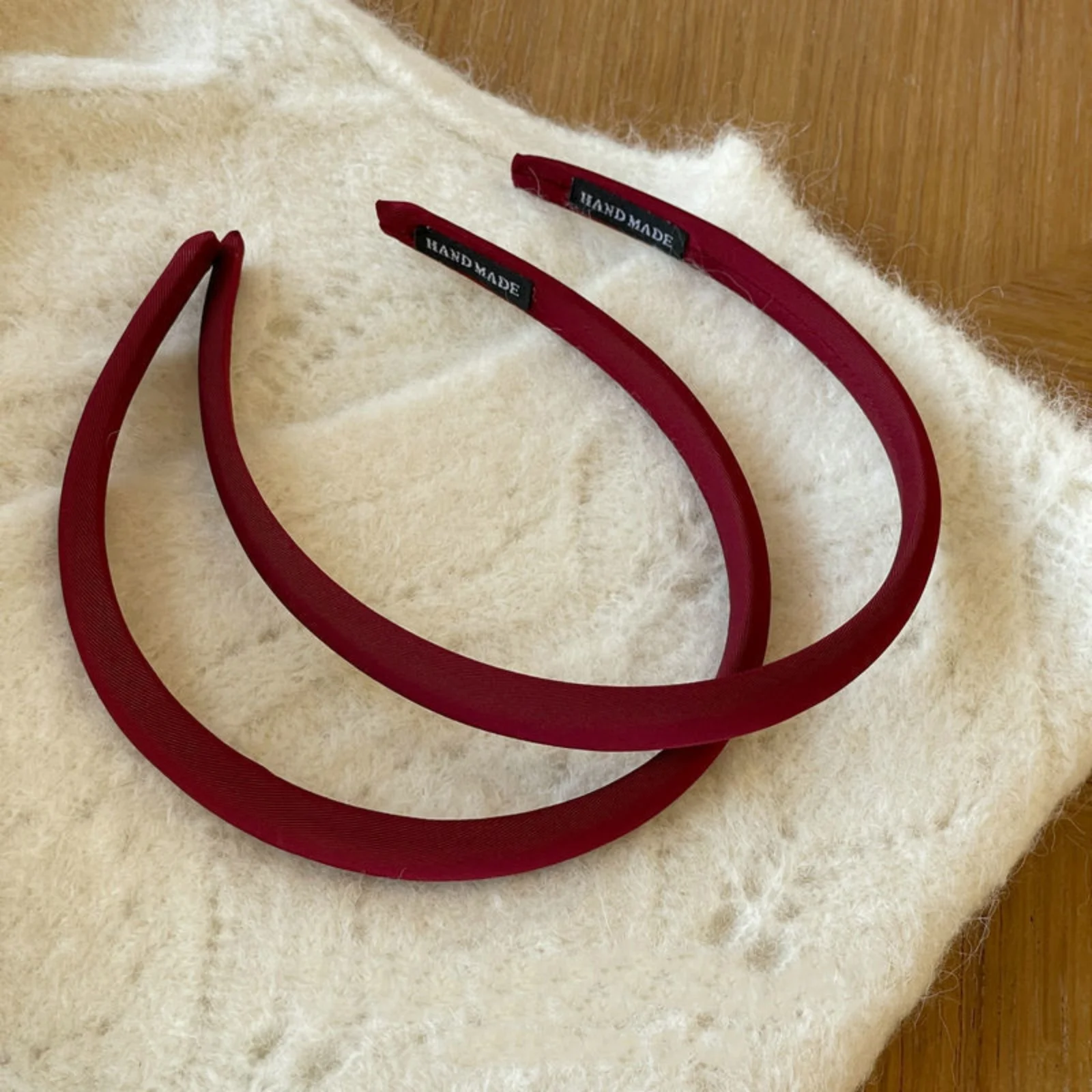 1 x koreanische Retro-Stirnbänder im Stil, weinrote, dünne, solide Haarreifen, elegante Haar-Accessoires für modische Auslässe – Detail 7