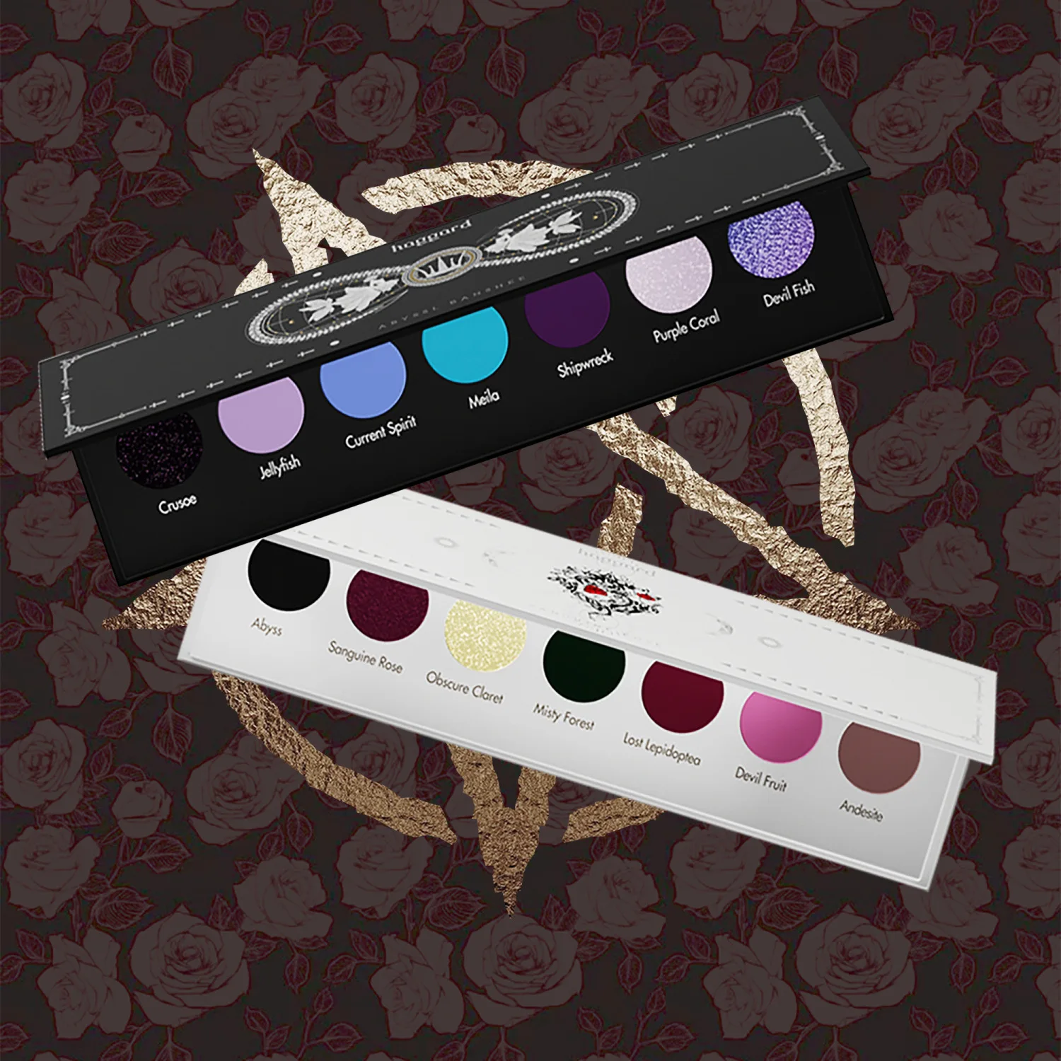 Haggard\'s Daughter Of Satan\'s Seven Color Eye Shadow Pallete 2023 New Dark Goth Small Pearl Matte