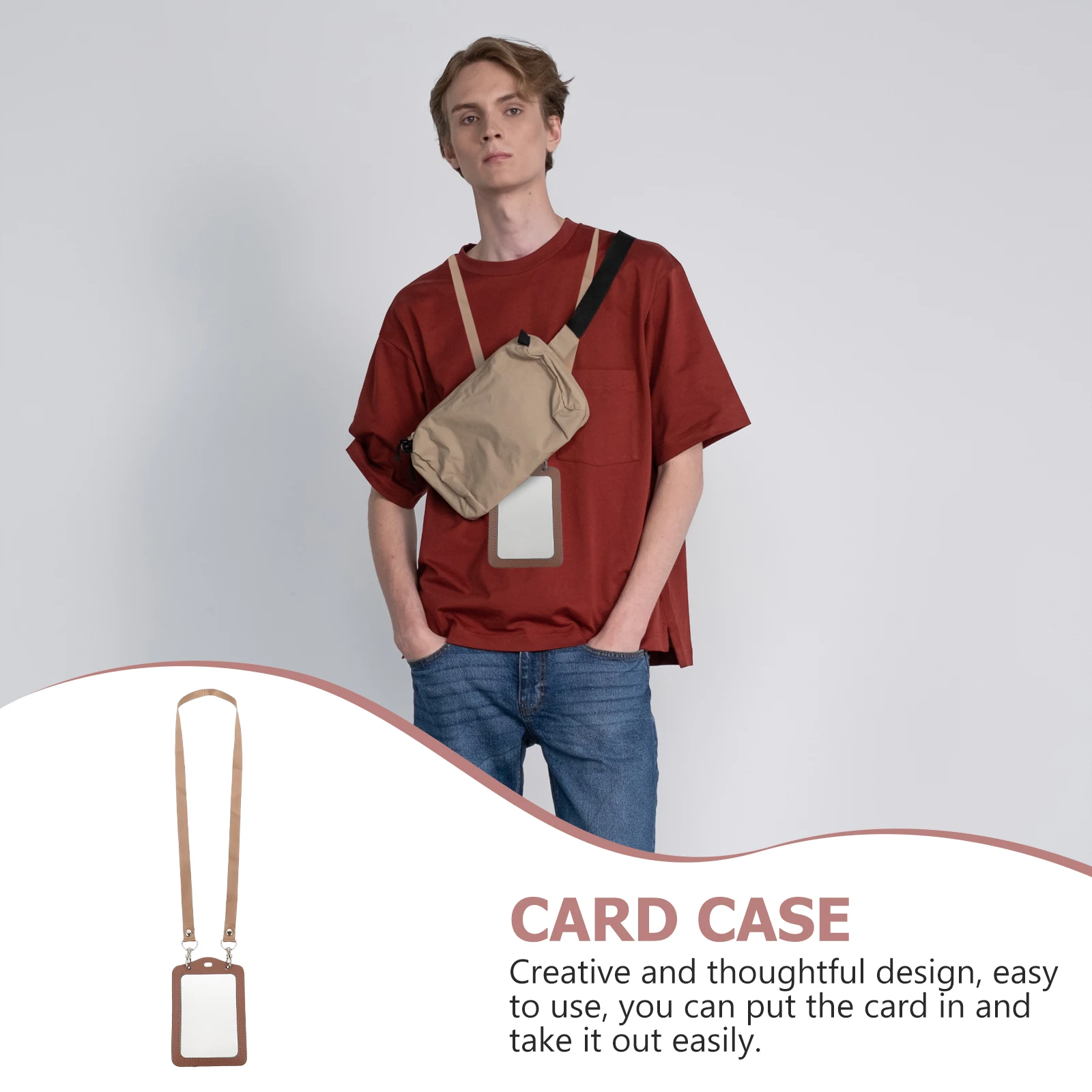 

Lightweight Pu Id Cards Holder Lanyard Double-Sided Work Cards Protective Cover for Easy Use and Time