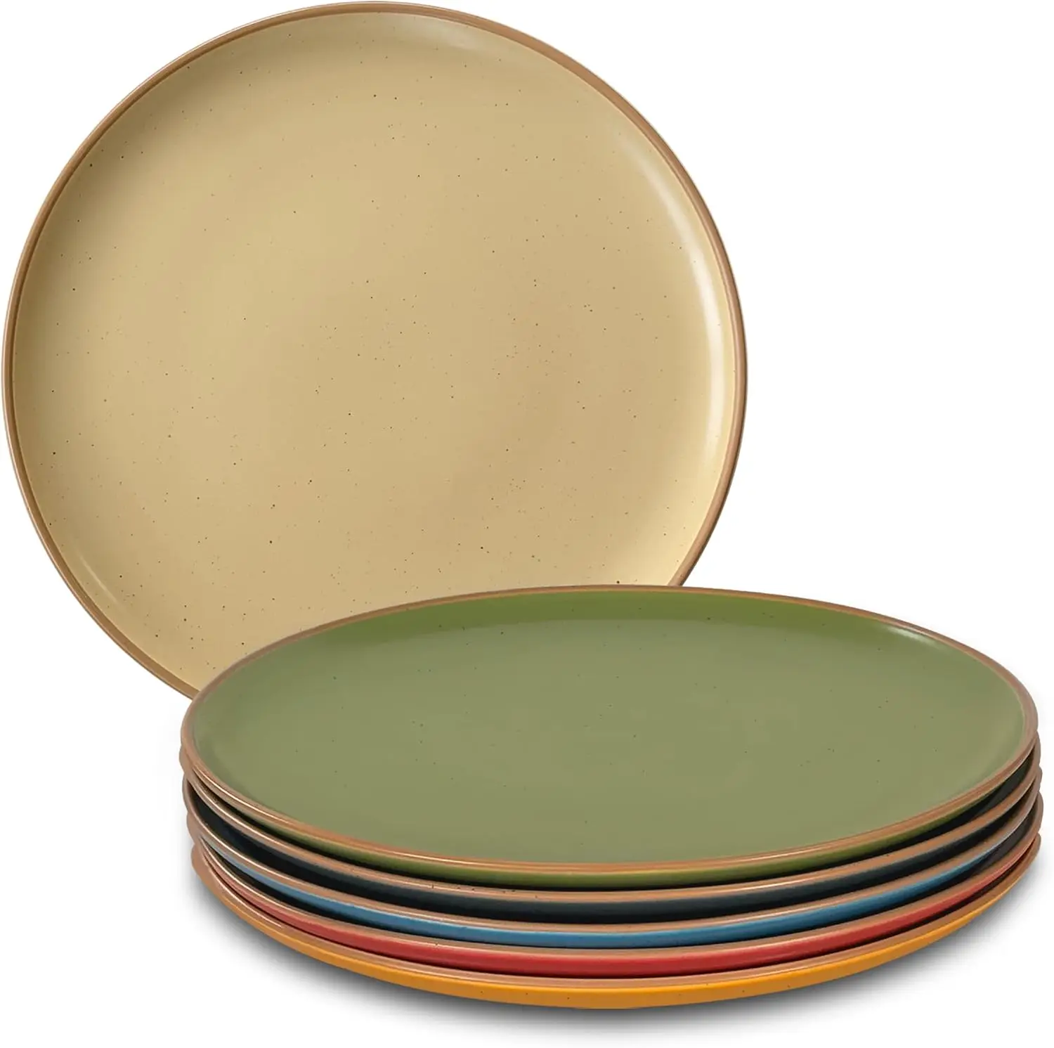 

6-Piece Matte Ceramic Dinner Plates Set, 10 Inch - Microwave, Oven, Dishwasher Safe & Scratch Resistant