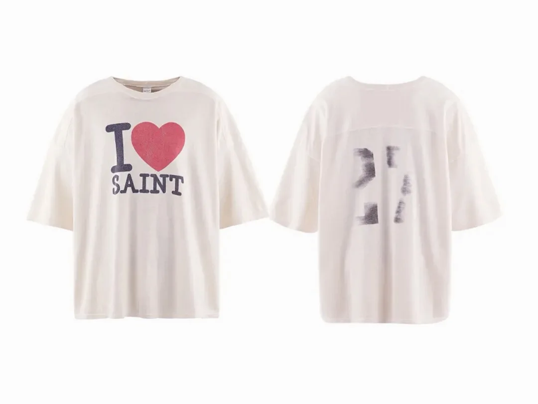 Saint Heavyweight Boxy T-Shirt Retro I Love Saint Red Heart Font Graphic Print Men Women Y2K Oversized Aesthetic Graphic Tee
