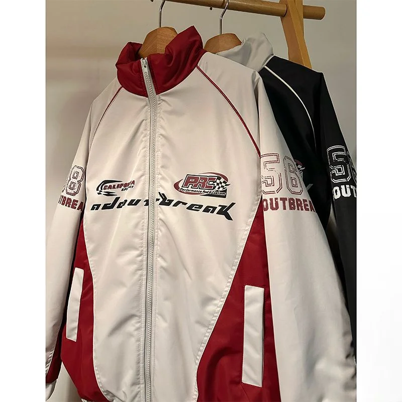 

Свободная куртка в стиле ретро для подростков, цветной блок, воротник-стойка, ветрозащитная, из полиэфирного волокна, с длинными рукавами, на молнии