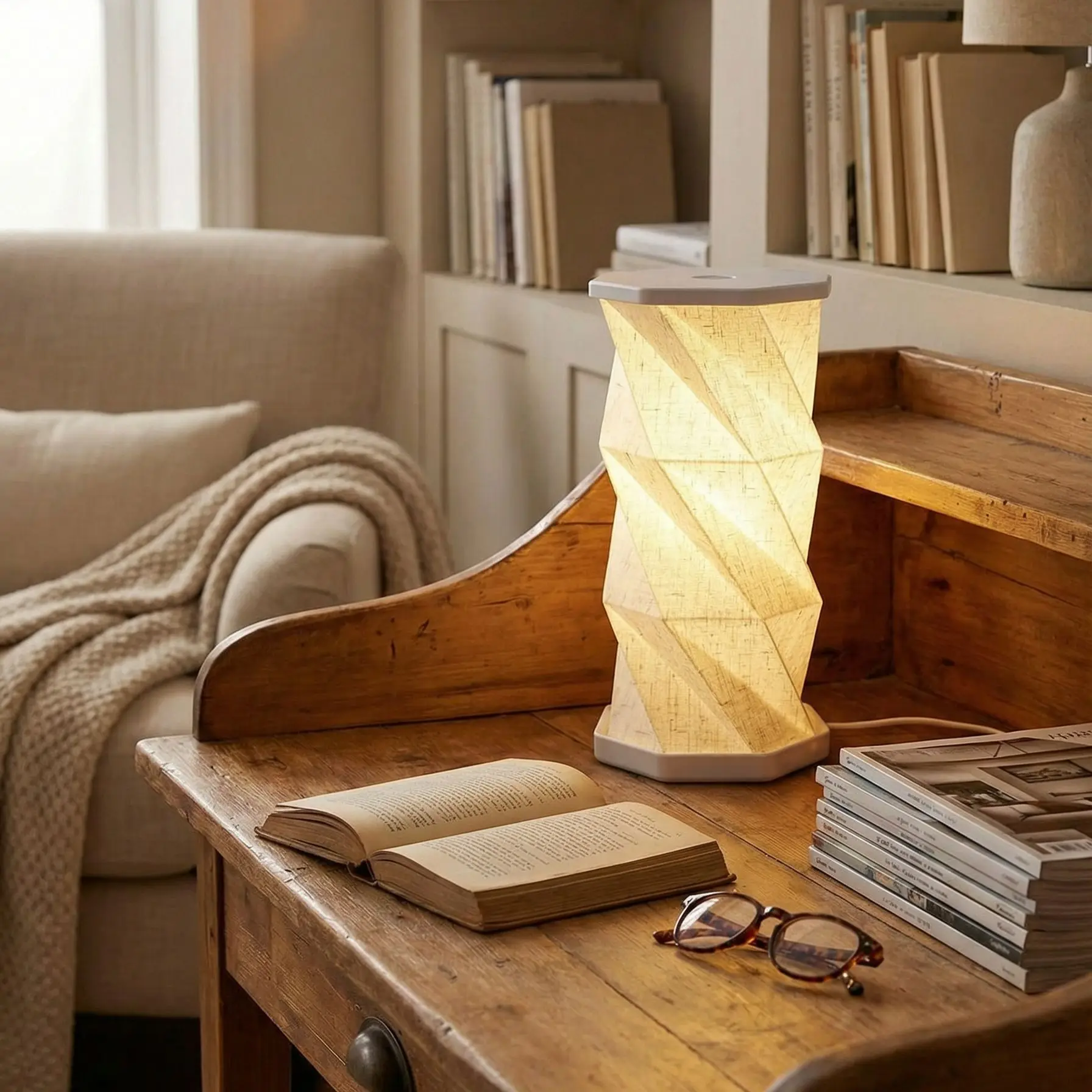 Folding Telescopic LED Lamp 1‑Second Quick Transform 3‑Light Source Stepless Dimmable for Travel Bedroom Desk Home Office
