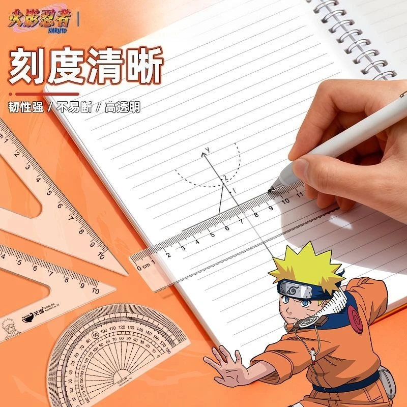NARUTO Uzumaki Naruto Gaara Anime-Merchandise Cartoon Niedliches Lineal Winkelmesser Dreieck-Set Vierteiliges Lern- und Zeichenzubehör für Prüfungen – Detail 5