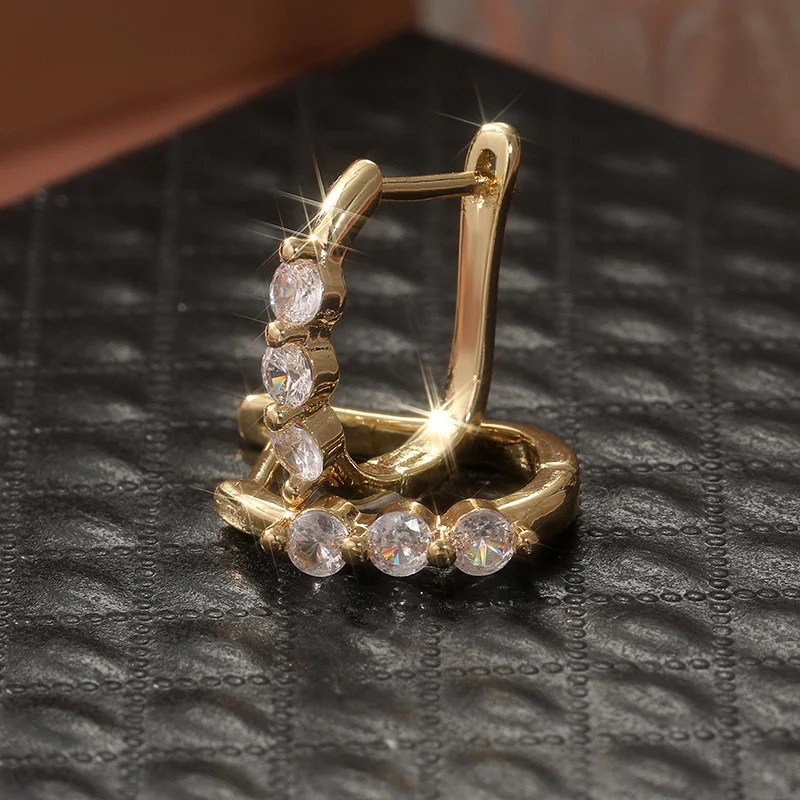 Klassische Zirkon-Ohrringe für Damen, vergoldet, exquisite Creolen, geeignet für Bankett, Party, Hochzeit, Modeschmuck, Geschenk