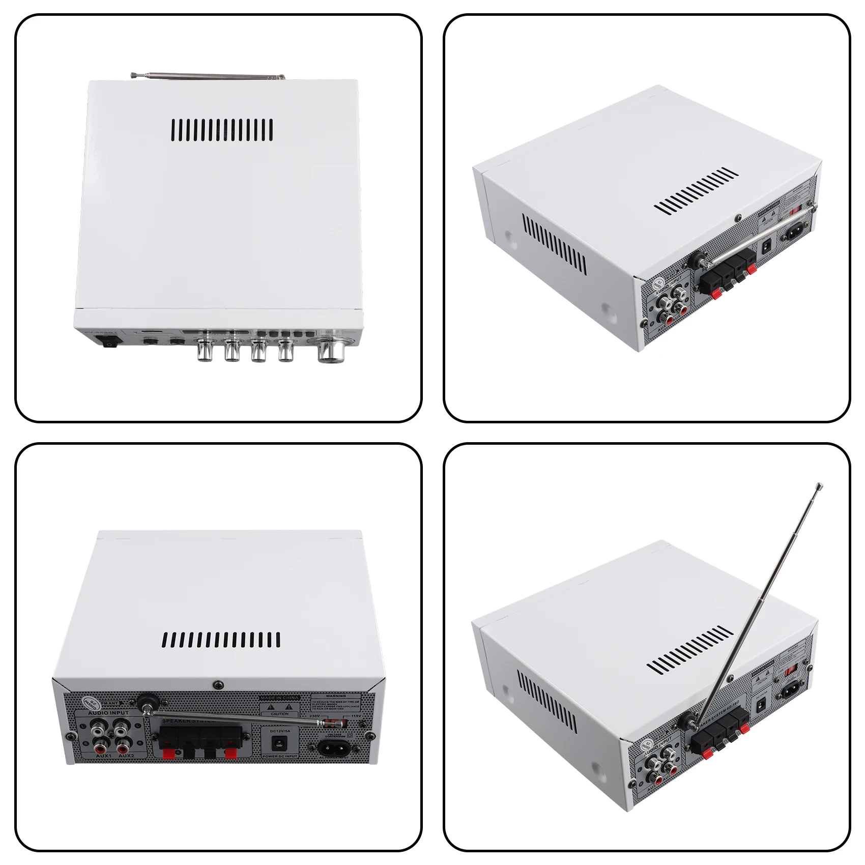 QA88X AV-660BT 2.0 CH 사운드 증폭기 - 전력 증폭기 지원 Bluetooth, FM 라디오, USB, SD 카드 및 듀얼 마이크 입력 EU 플러그