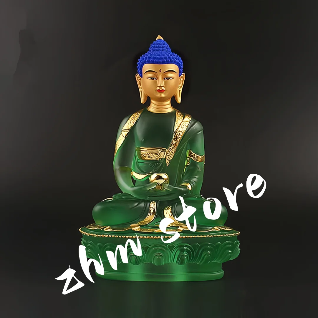 

Delicate 20.5cm Green Color Resin Auspicious Rulai Buddha Statue,Tibetan Keep Safe Suppliers Home Putting Decorations Figurines