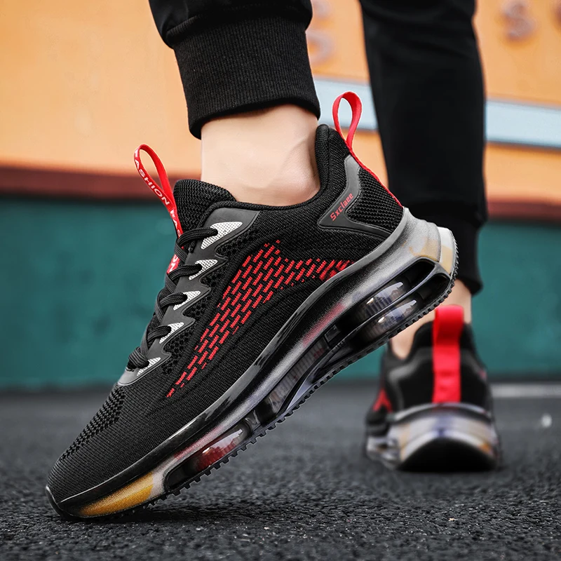 Mesh Breathable Ligh Soft Sports Sneakers Male Trend Platform Basketball Shoes Men's Trend Shock-Absorbing Casual Sports Shoes