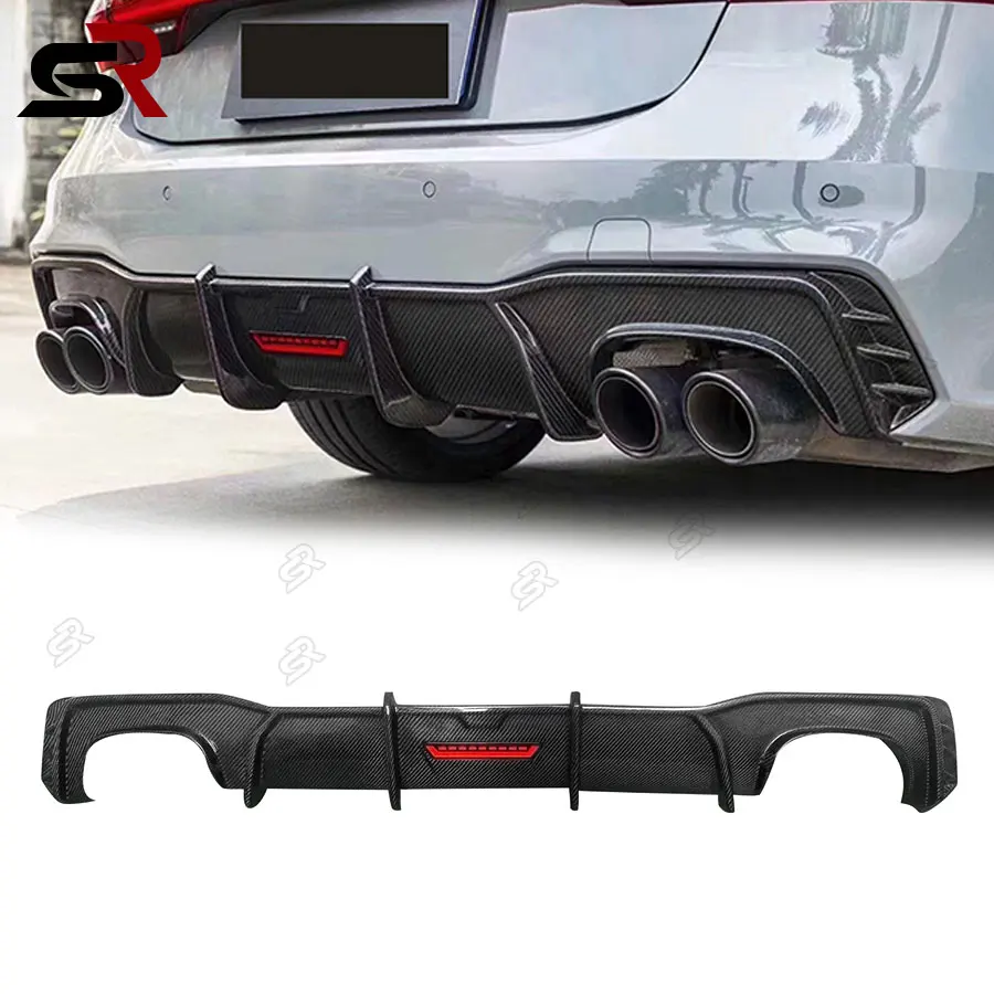 Carbon Fiber Hinten Lip Diffusor Für Audi A7 S7 C8 Auto Hinten Stoßstange Auspuff Spoiler Splitter