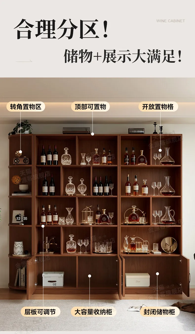 Wood Modern Bar Cabinet Wine Rack Shelf Coffee Storage Display Bar Cabinet Wine Rack Salon Nordic Gabinete Home Furniture