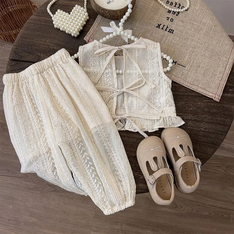 

Girls' Summer Outfit Set2026New stylish baby and toddler clothing set: fashionable vest and pants two-piece outfit