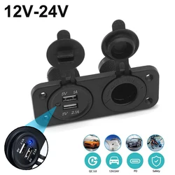 Dual USB Car Cigarette Lighter Socket Splitter 12V Charger Power Adapter Outlet Accessories for Auto Boat Motorcycle Marine RV