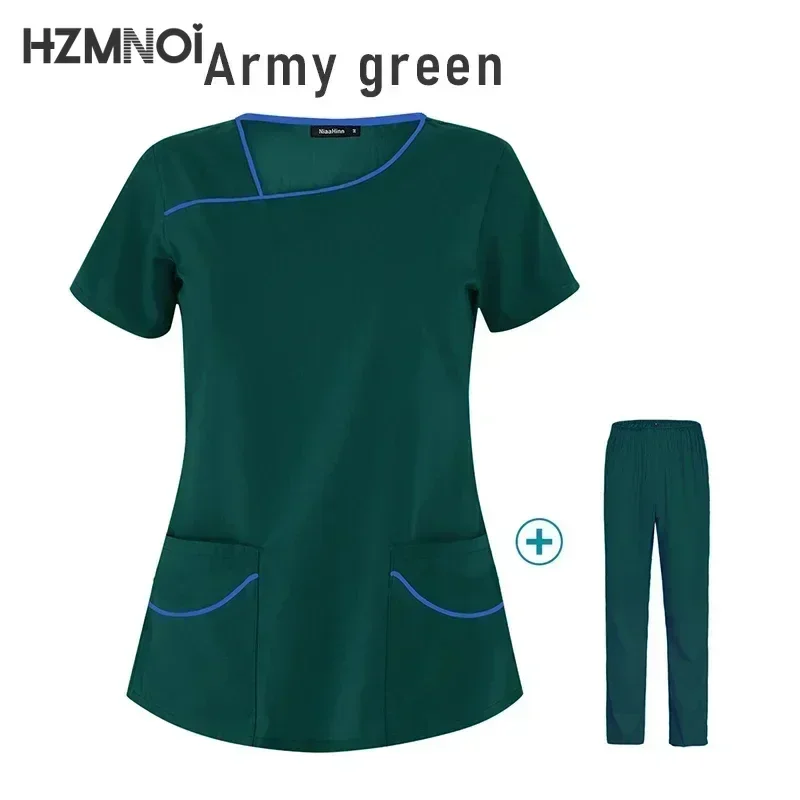 Hospital Working Scrubs Set Operating Room Medical Uniform Scrubs Short-sleeved Hand Washing Clothes Grooming Nurse Workwear