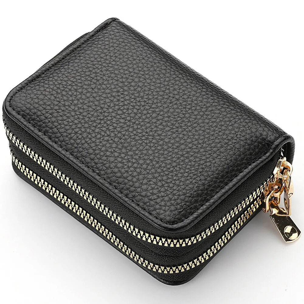 Women Zipper Short Style Purse Lychee Pattern Fashion Large Capacity Multi Card Slot Coin Purse With Zipper