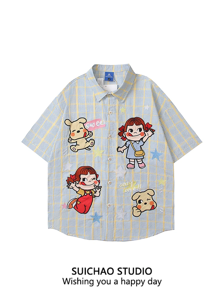 

Suichao Original Cartoon Embroidery ort Sve Casual Loose Couples irt Polyester Fiber ex Comfortable Breathable