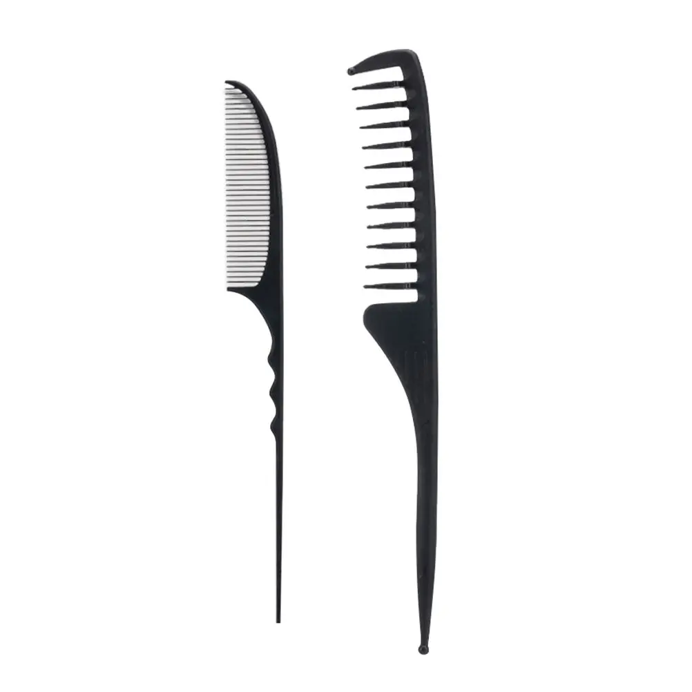 

2Pcs Wave Pattern Rat Tail Comb Carbon Fiber Hair Comb for Salon Styling Sectioning Coloring Perming Home Use Hairbrush