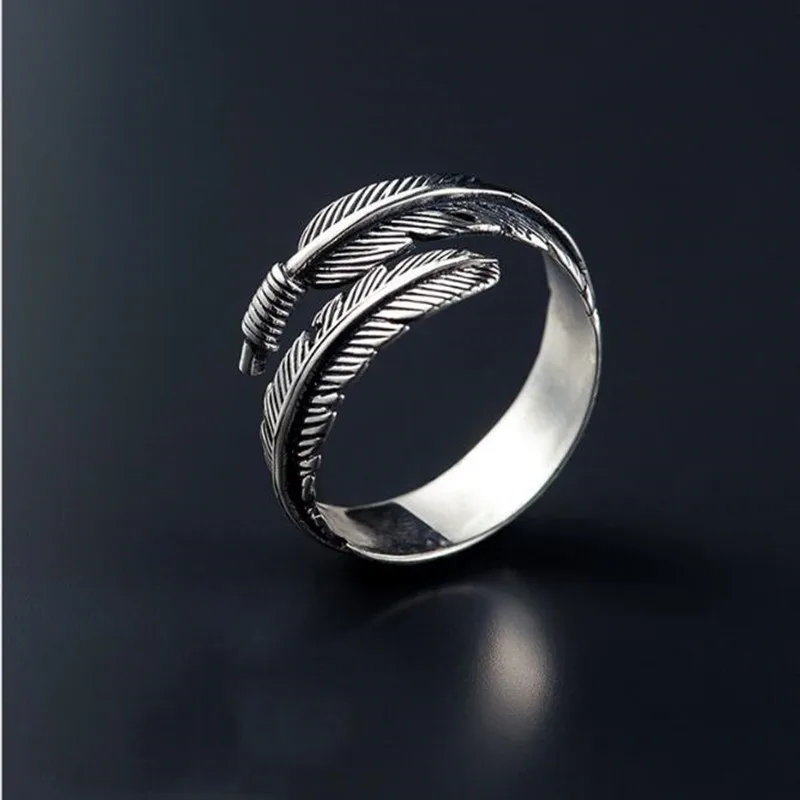 Women's Retro 925 Sterling Silver Feather Arrow Opening Ring, Unique Gift