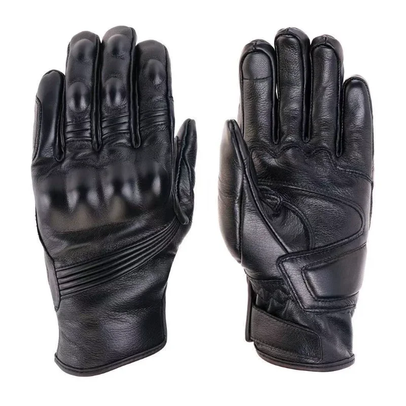 

Retro Perforated Leather Motorcycle Gloves Cycling Moto Motorbike Protective Gears Motocross Glove Winter Man Gift Women Bike